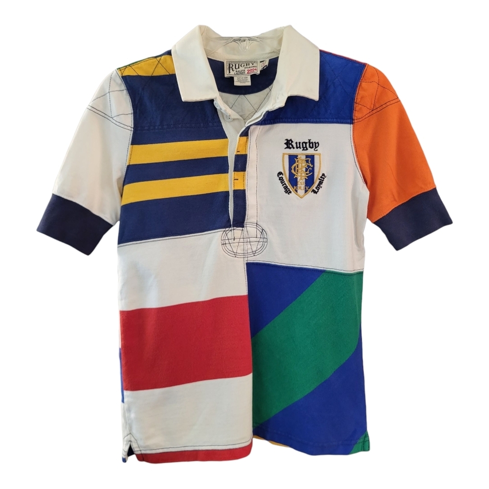 Rare Vintage Rugby Ralph Lauren Patchwork Colorblock Rugby Shirt - Size S